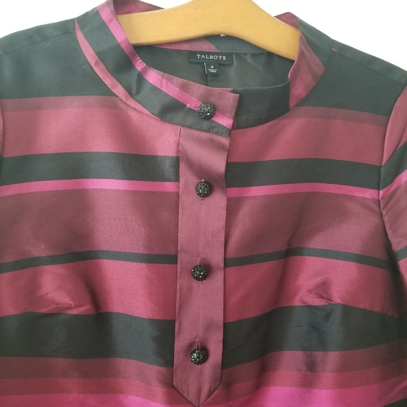 Talbots Striped Duponi Silk Top Size 4 - Picture 2 of 11